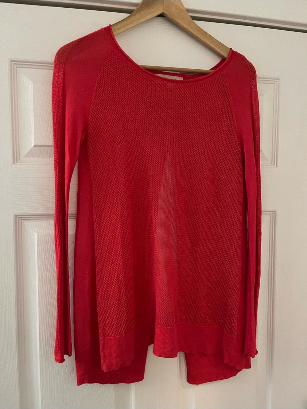 Women's Long Sleeve Lightweight Knit Top - Red
